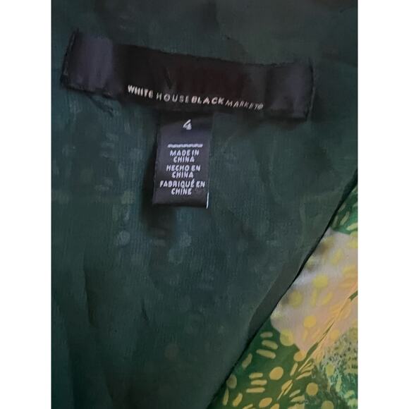 White House Black Market WHBM Green Satin Floral Hi Lo Maxi Dress Sz 4 - Picture 5 of 6